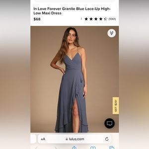 Lulus - In Love Forever Granite Blue Lace-up High Low Maxi Dress